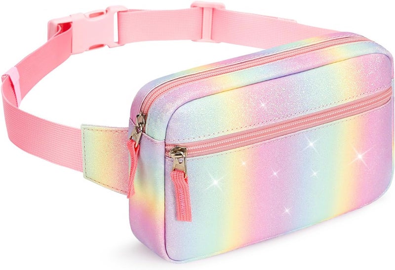 cotmcor Store Valentines Day Gifts for Kids: Fanny Pack Birthday Gift for 5 6 7 8 9 10 11 12 Year Old Teen Girls, Preppy Cute Trendy Stuff Colorblock Crossbody Bag Adjustable Belt Bags for Travel Outdoor - Image 1